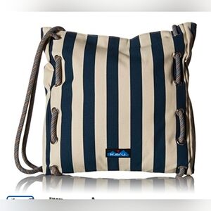 Kavu Roper Nautical Canvas Striped Tote Bag Blue & Cream Medium Size GUC